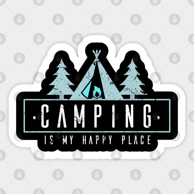 Vintage Camping Is My Happy Place Camper Sticker by BurunduXX-Factory